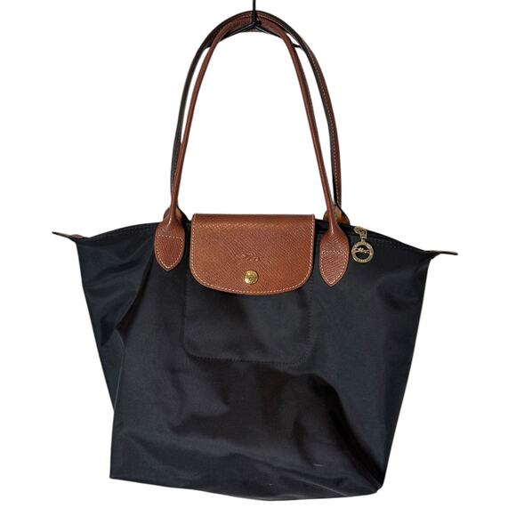 Longchamp Le Pliage Original M Tote Bag Black Canvas Classic Minimal Designer - Picture 2 of 13